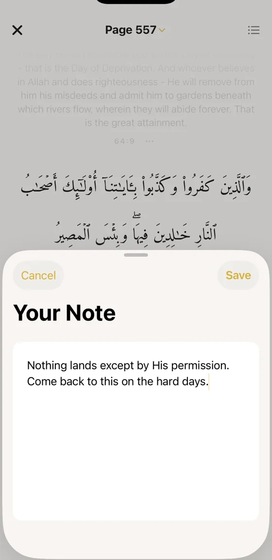 Writing a personal note on a verse