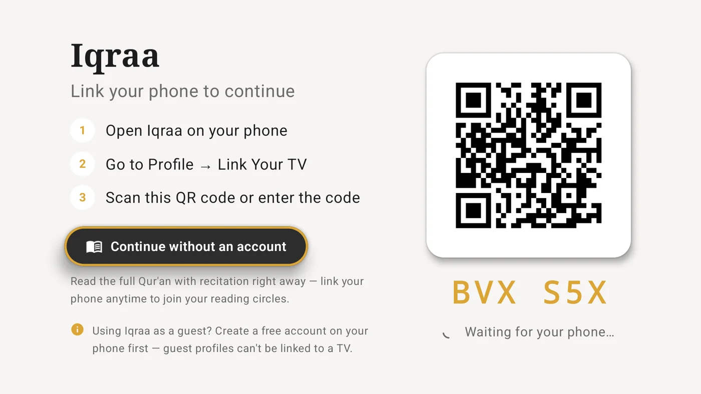 Link your phone to the TV with a QR code